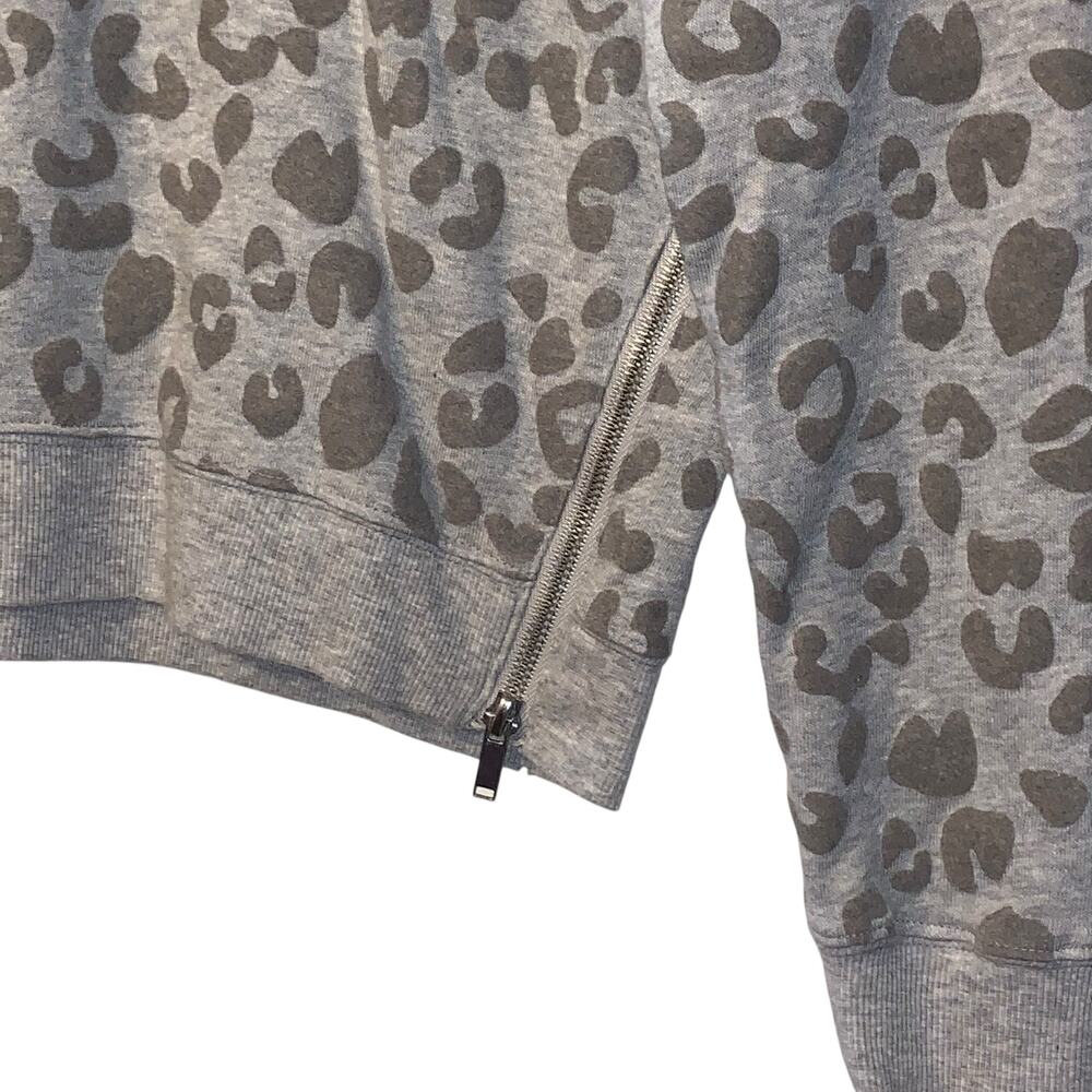 Rails Marlo Flocked Heather Grey Leopard Print Pullover Crewneck Sweatshirt - Picture 6 of 8